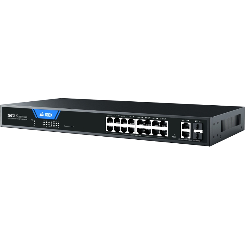 Коммутатор Netis ST220GPR-2G2S (L2) 18x1Гбит/с 2SFP 16PoE 225W настраиваемый