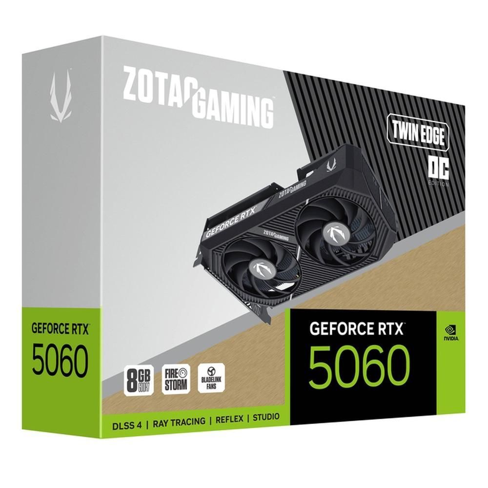 Видеокарта Zotac PCI-E 5.0 RTX 5060 TWIN EDGE OC NVIDIA GeForce RTX 5060 8Gb 128bit GDDR7 2527/28000