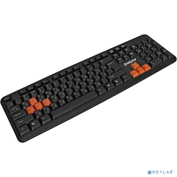 Exegate EX264080RUS Клавиатура Exegate LY-403, <USB, черная, 105кл, Enter большой, 8 красных клавиш>