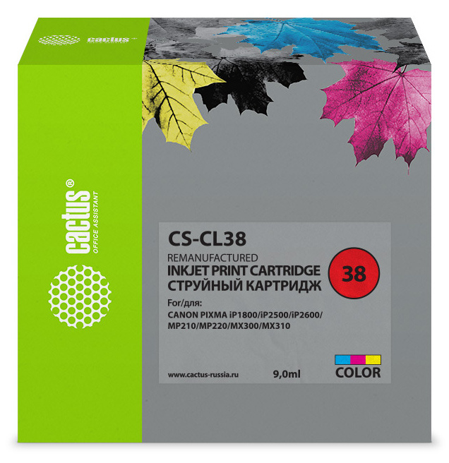 Картридж струйный Cactus CS-CL38 CL-38 многоцветный (9мл) для Canon Pixma iP1800/iP1900/iP2500/iP260