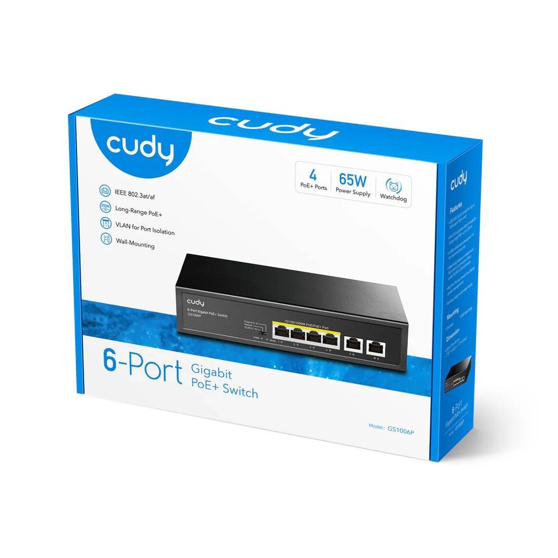 Коммутатор Cudy GS1006P (L2) 6x1Гбит/с 4PoE 65W неуправляемый