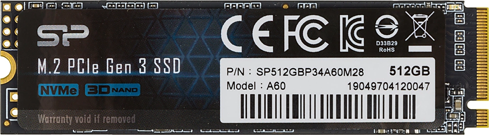 Накопитель SSD Silicon Power PCIe 3.0 x4 512GB SP512GBP34A60M28 M-Series M.2 2280