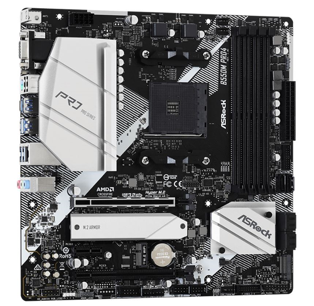 Материнская плата Asrock B550M PRO4 Soc-AM4 AMD B550 4xDDR4 mATX AC`97 8ch(7.1) GbLAN RAID+VGA+HDMI+