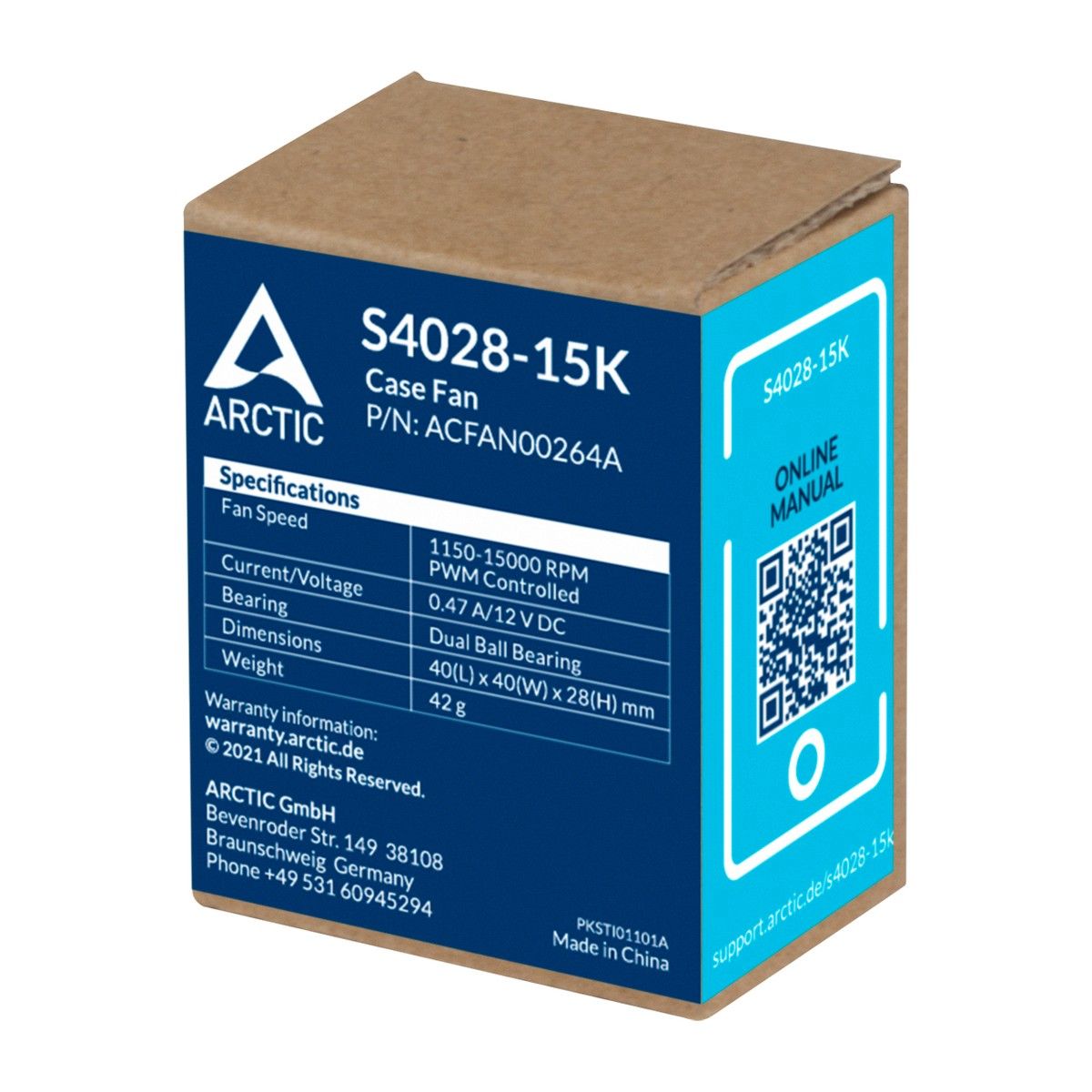 Вентилятор Arctic Cooling Вентилятор корпусной ARCTIC S4028-15K 1400-15000rpm Dual Ball Bearing  4-P