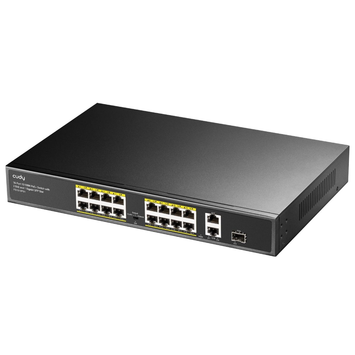 Коммутатор Cudy FS1018PS1 (L2) 16x100Мбит/с 2x1Гбит/с 1SFP 16PoE+ 200W неуправляемый