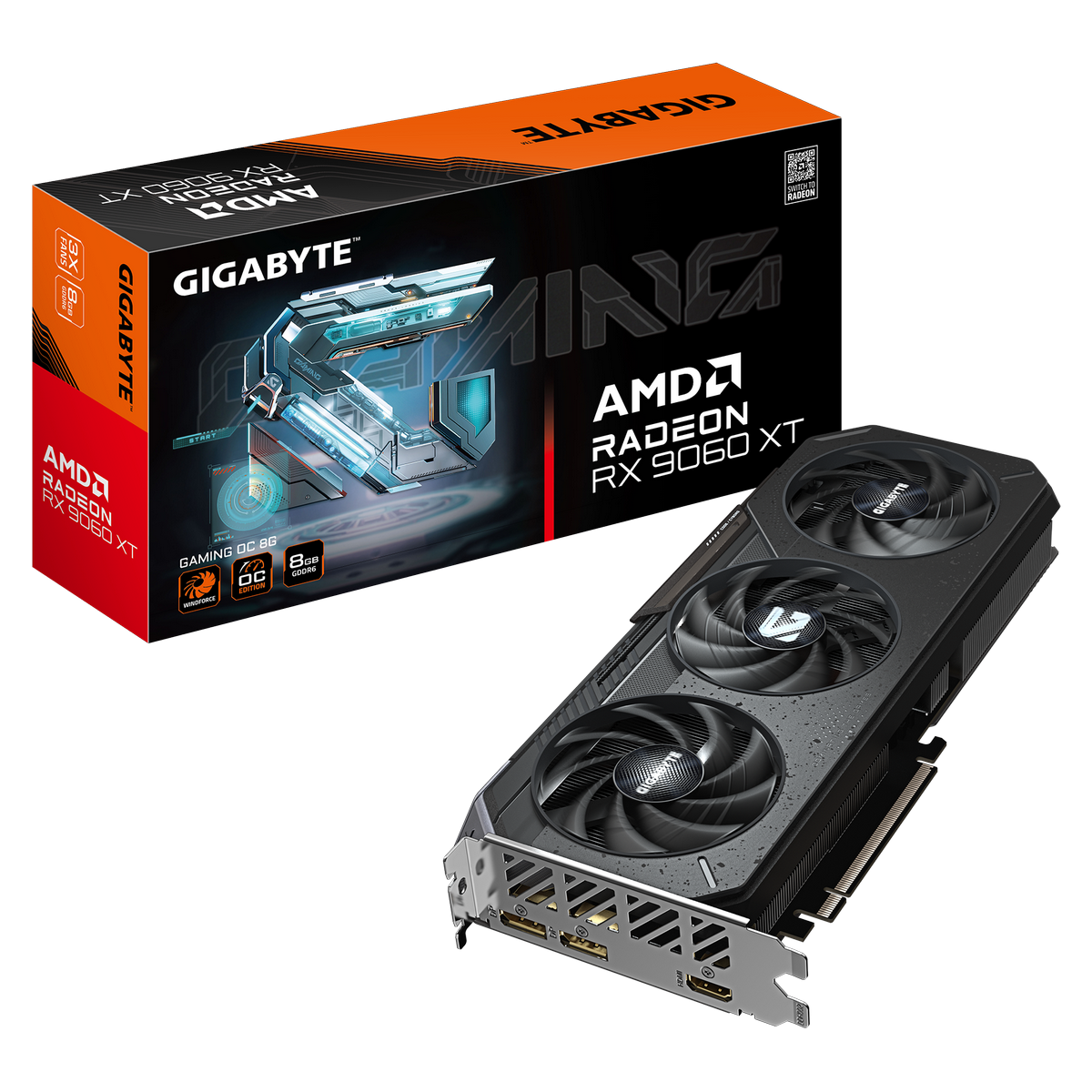 Видеокарта Gigabyte PCI-E 5.0 GV-R9060XTGAMING OC-8GD AMD Radeon RX 9060XT 8Gb 128bit GDDR6 2780/200
