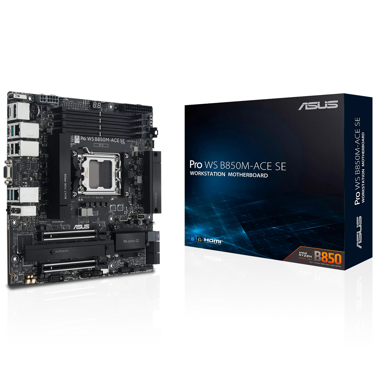 материнская плата ASUS PRO WS B850M-ACE SE, B850, AM5, 4*DDR5, 4*SATA, 2*M.2, 1*USB 3.2, 6*USB 2.0, 