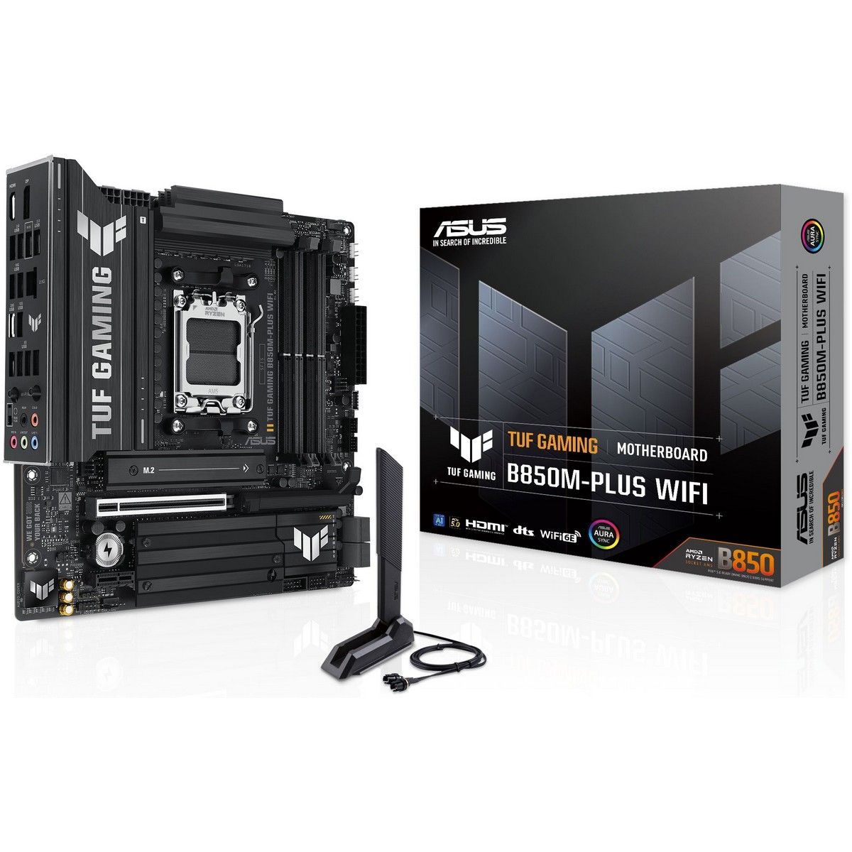 Материнская плата Asus TUF GAMING B850M-PLUS WIFI Socket AM5 AMD B850 4xDDR5 mATX AC`97 8ch(7.1) 2.5