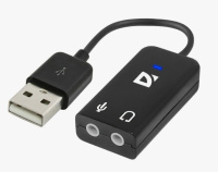 Defender кабель-переходник / Аудиовход: 2 x 3.5 мм jack/ Аудиовыход: USB / встроенная звуковая карта