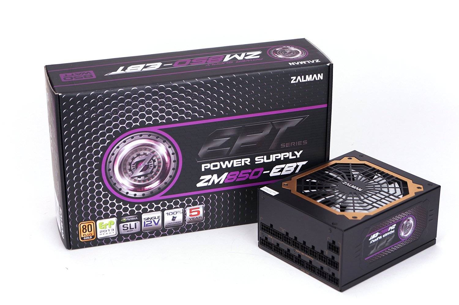 Блок питания Zalman ZM850-EBT <850W, (20+4+4+4) pin, 6x(6+2) pin, 12xSATA, 8xMolex, FDD, 14 см, кабе