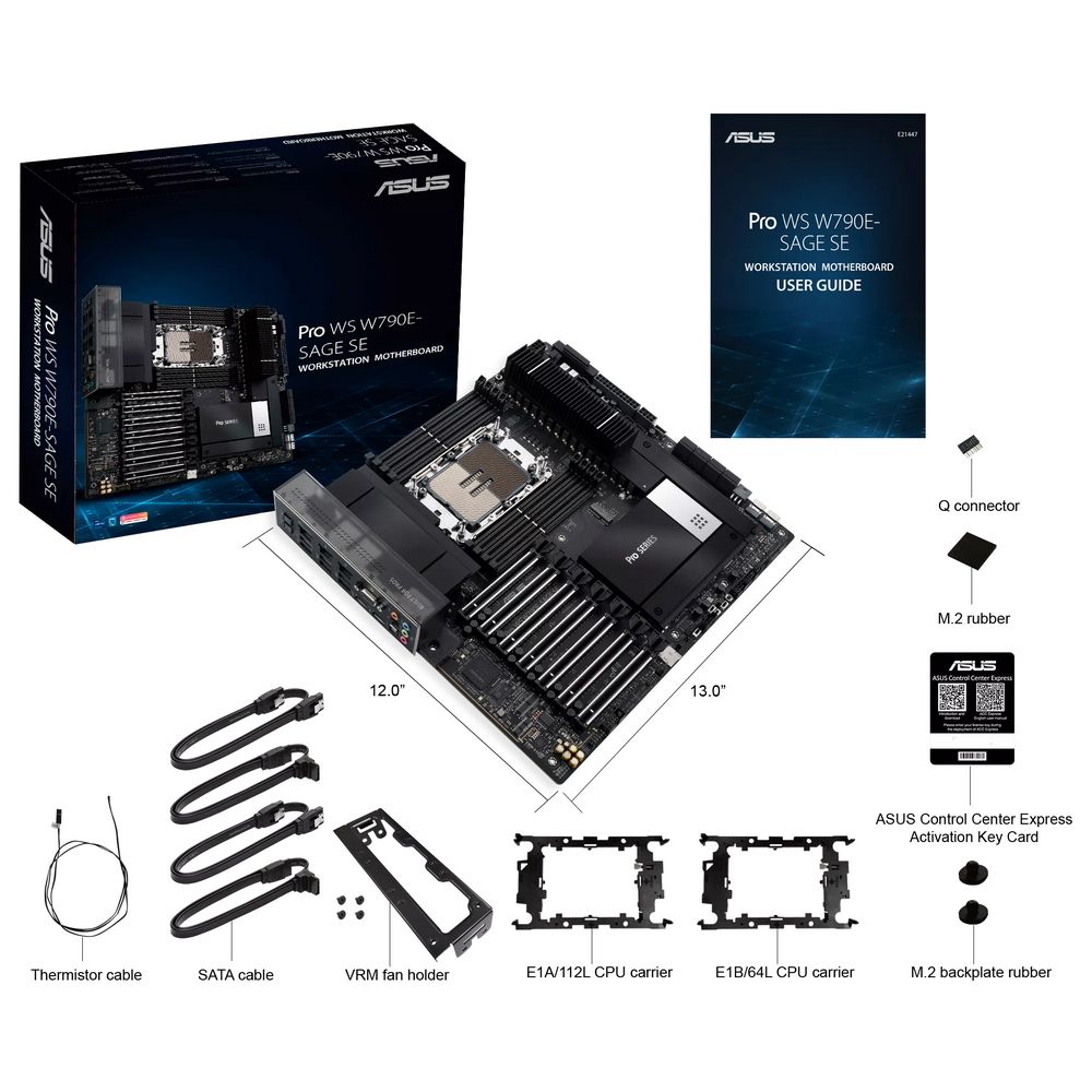 Материнская плата ASUS PRO WS W790E-SAGE SE LGA4677 EEB 8xDDR5 7xPCIEx16 3xM.2 2xUSB-C VGA GLAN 10GL