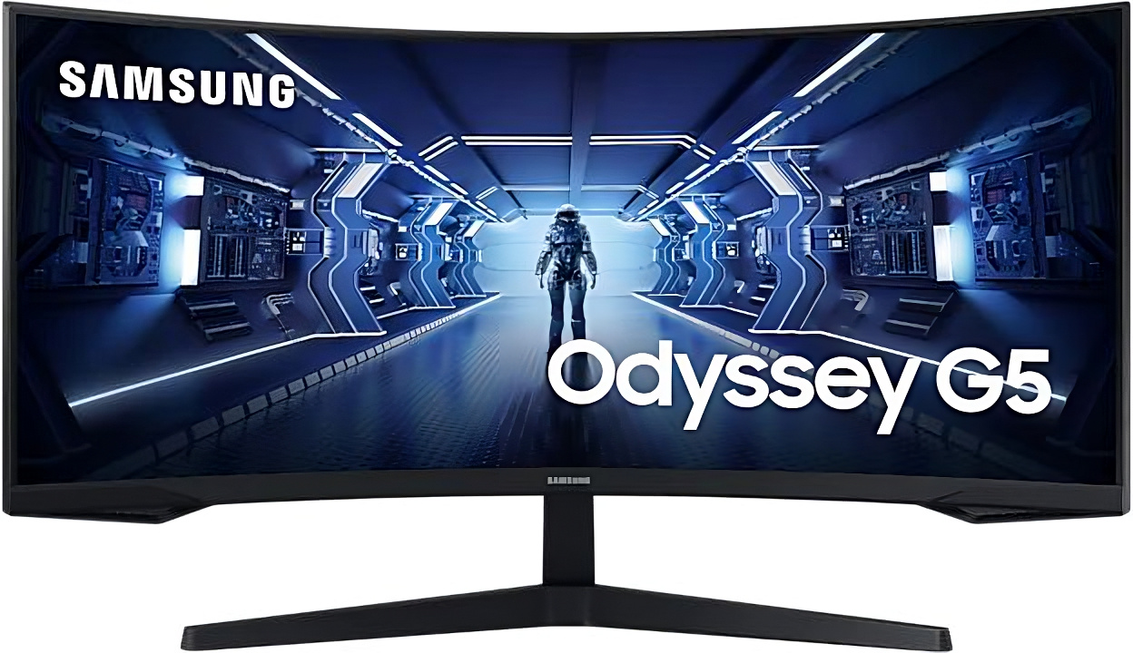 Монитор Samsung 34" Odyssey G5 C34G55TWWI черный VA LED 1ms 21:9 HDMI матовая 250cd 178гр/178гр 3440