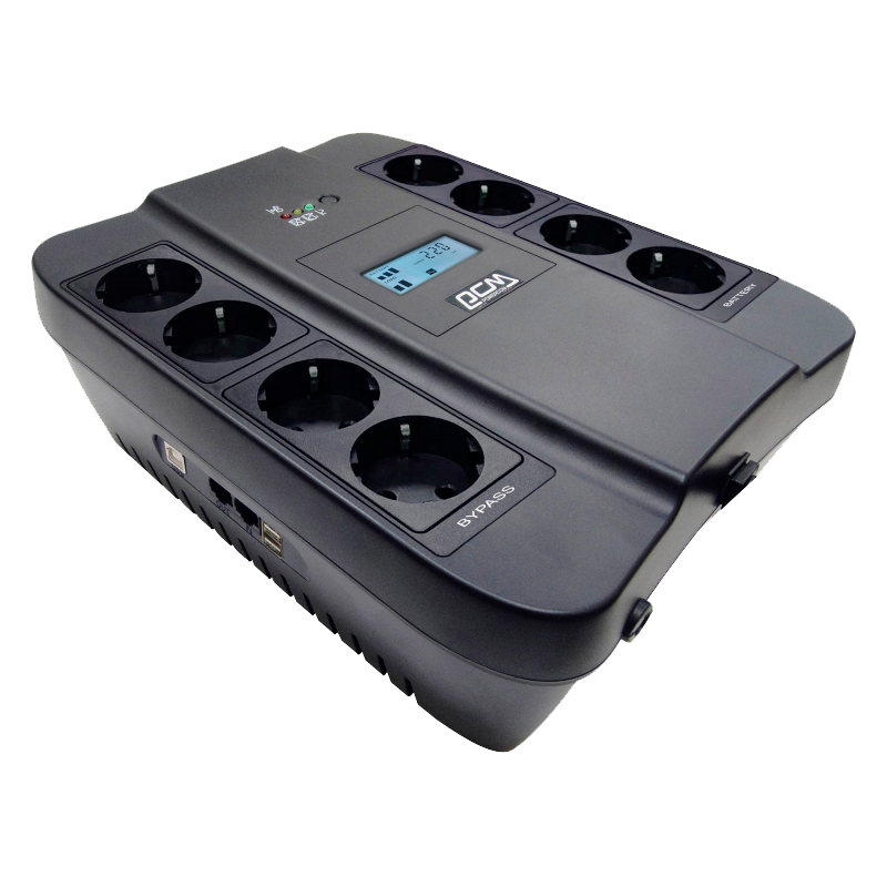 Источник бесперебойного питания Powercom Back-UPS SPIDER, Line-Interactive, LCD, AVR, 1100VA/605W, 8