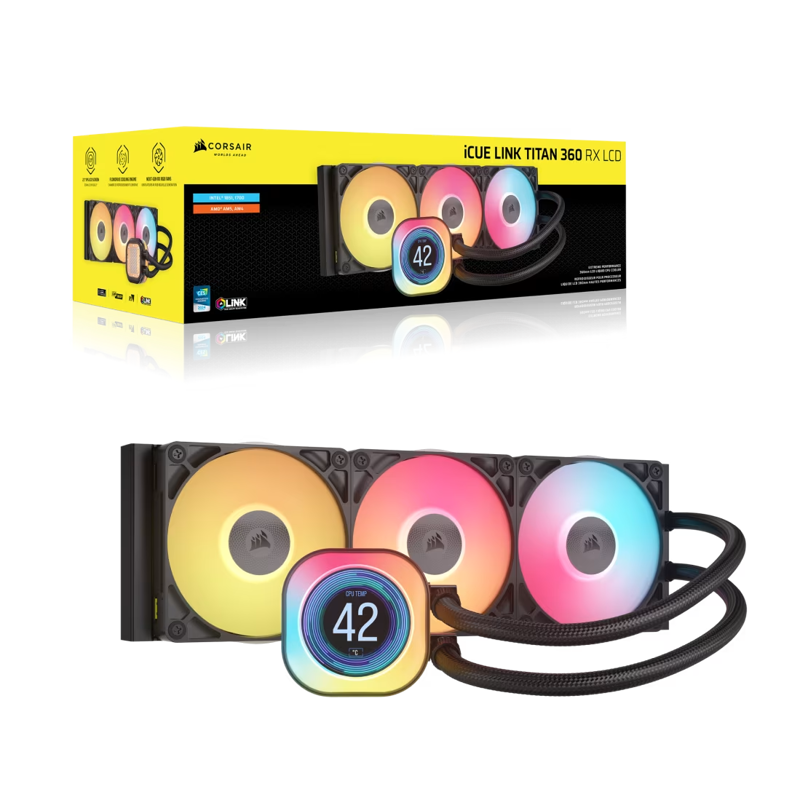 Система жидкостного охлаждения Corsair iCUE LINK TITAN 360 RX LCD (360mm, Black, RGB/ Fans: 3x120mm,