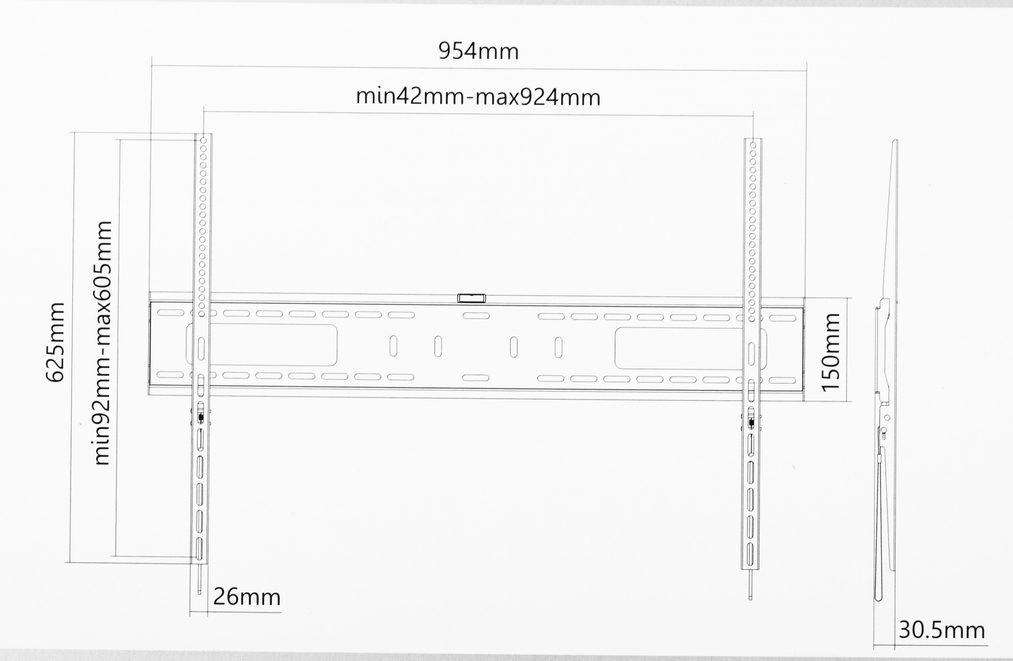 Кронштейн для телевизора Ultramounts UM815F черный 60"-100" макс.75кг настенный фиксированный