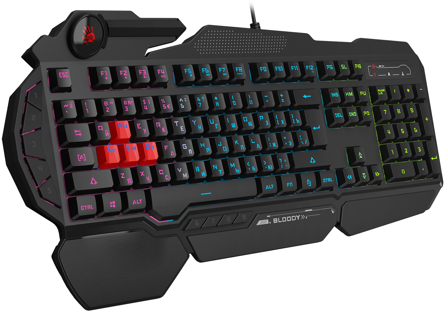 Клавиатура A4Tech Bloody B314 черный USB Multimedia for gamer LED (подставка для запястий)