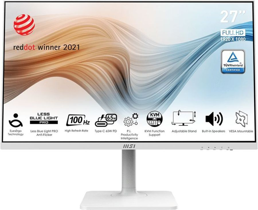 Монитор MSI 27" Modern MD272XPW белый IPS LED 1ms 16:9 HDMI M/M матовая HAS Piv 300cd 178гр/178гр 19