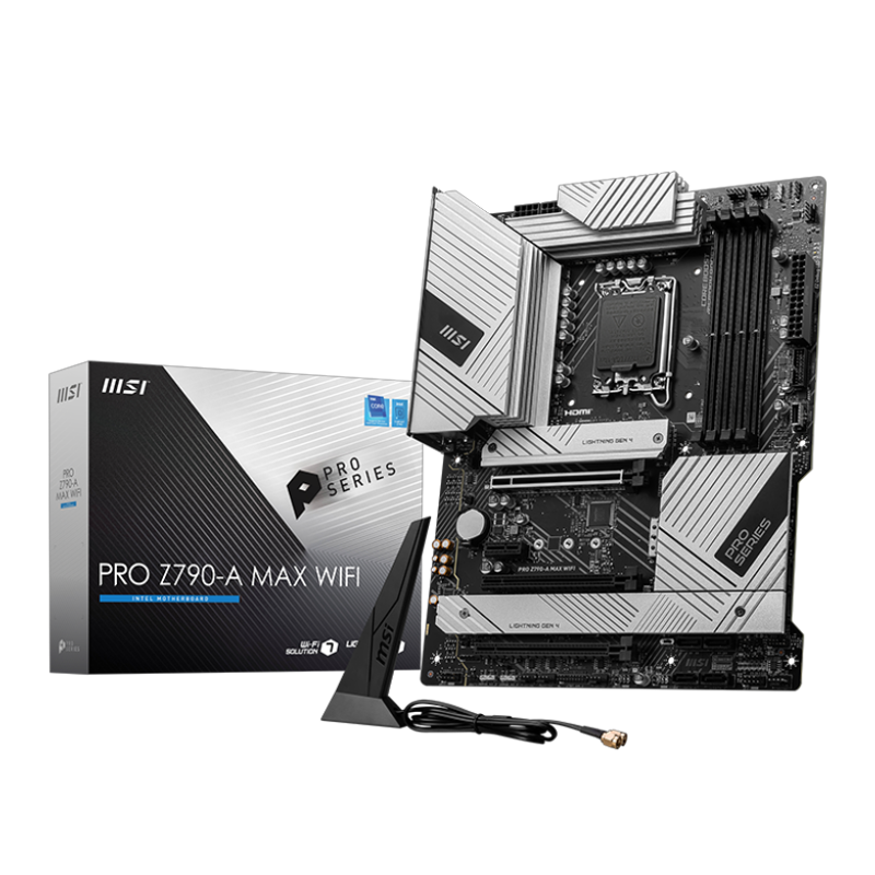 Материнская плата MSI PRO Z790-A MAX WIFI Soc-1700 Intel Z790 4xDDR5 ATX AC`97 8ch(7.1) 2.5Gg RAID+H