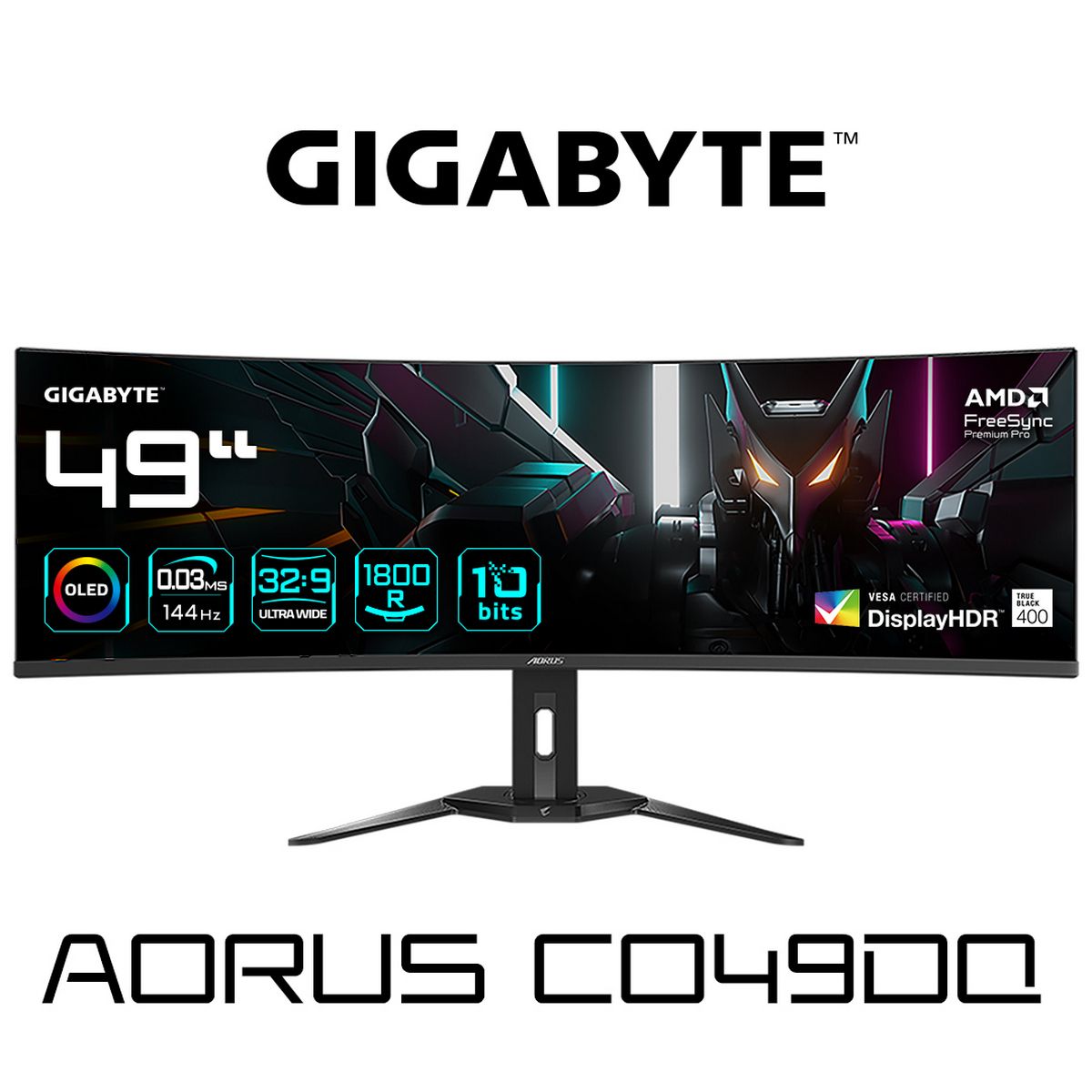 Монитор Gigabyte 49" Aorus CO49DQ черный OLED 32:9 HDMI M/M матовая HAS Piv 250cd 178гр/178гр 5120x1