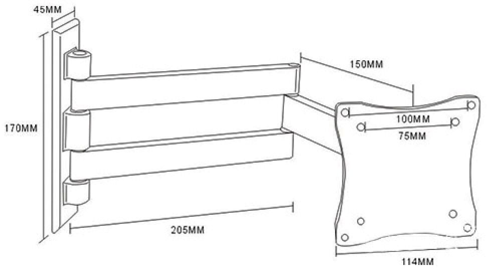 Кронштейн для телевизора Arm Media LCD-7101 серебристый 10"-26" макс.15кг настенный поворотно-выдвиж