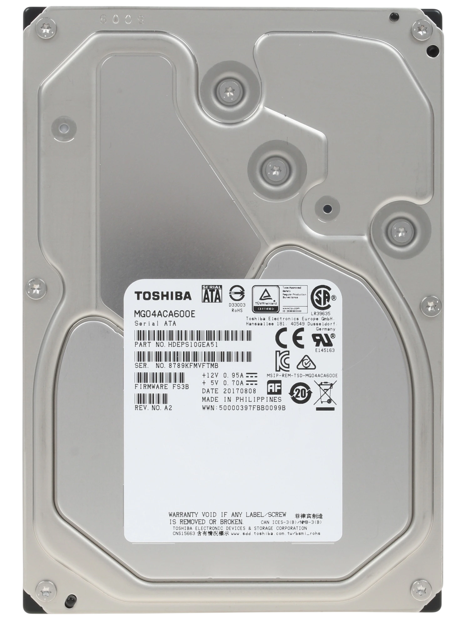 Жесткий диск/ HDD Toshiba SATA3 6TB 3.5" Server 7200 4Kn 128Mb for HUAWEI and standard servers 1 year warranty (replacement MG10ADA600E, MG08ADA600E, MG10ADA400E, MG08ADA400E, ST6000NM019B, HUS726T6TALE6L4)