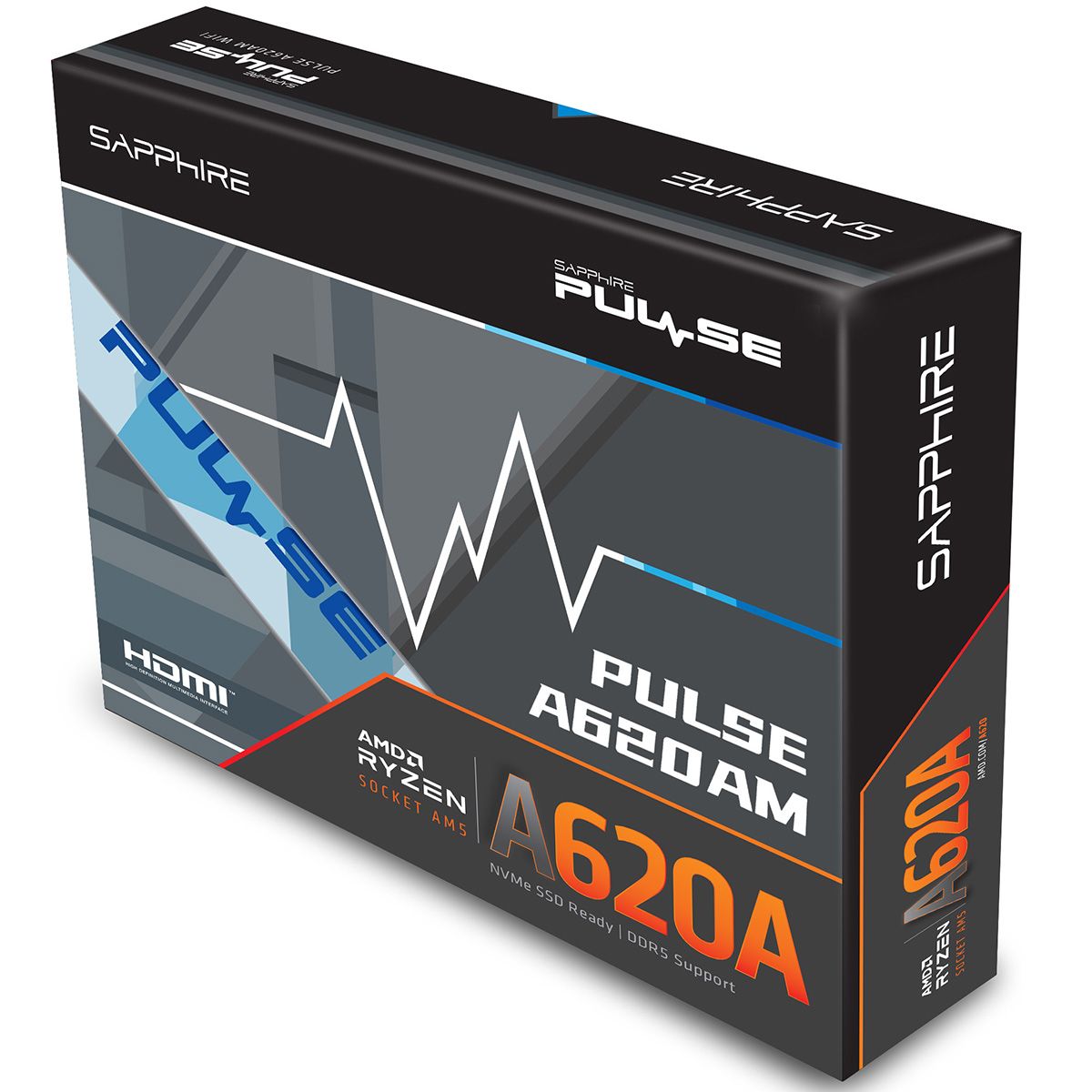Материнская плата Sapphire A620AM PULSE A620, AM5, 2*DDR5, 1*PCIEx16, 1*PCIEx4, 2*M.2, 4*USB3.2Gen1,