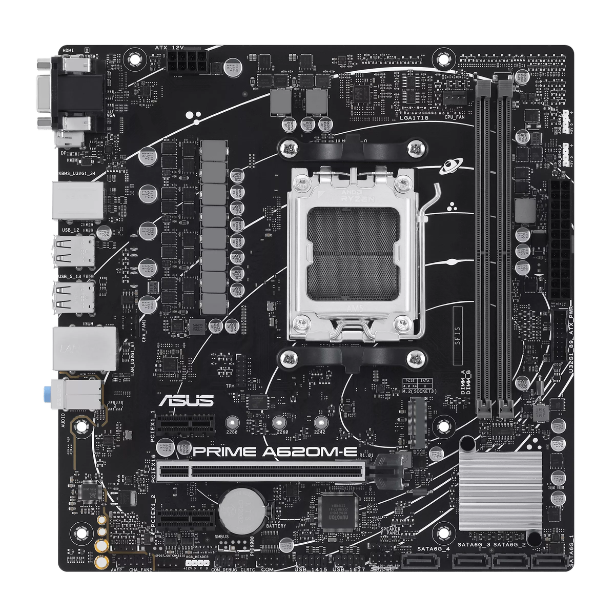 Материнская плата Asus PRIME A620M-E-CSM Socket AM5 AMD A620 2xDDR5 mATX AC`97 8ch(7.1) GbLAN RAID+V