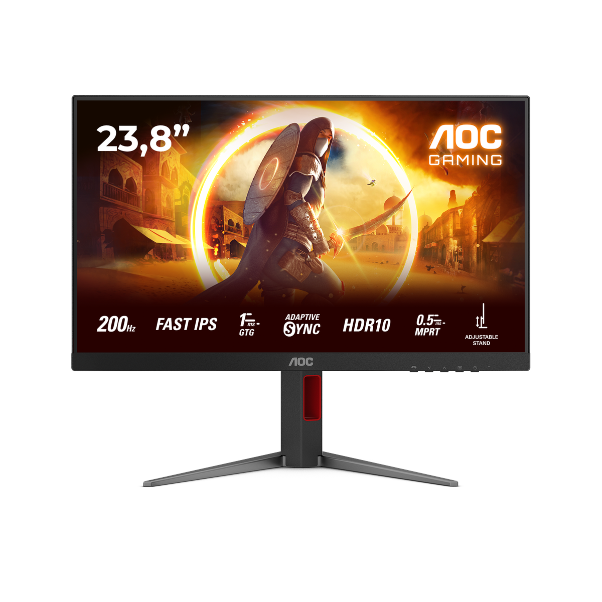 МОНИТОР 23.8" AOC 24G4HA Black с поворотом экрана (IPS, 1920x1080, 200Hz, 0.5 ms, 178°/178°, 300 cd/