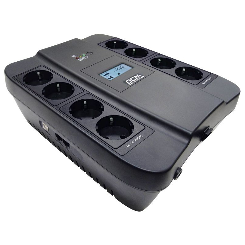 Источник бесперебойного питания Powercom Back-UPS SPIDER, Line-Interactive, LCD, AVR, 900VA/540W, 8x