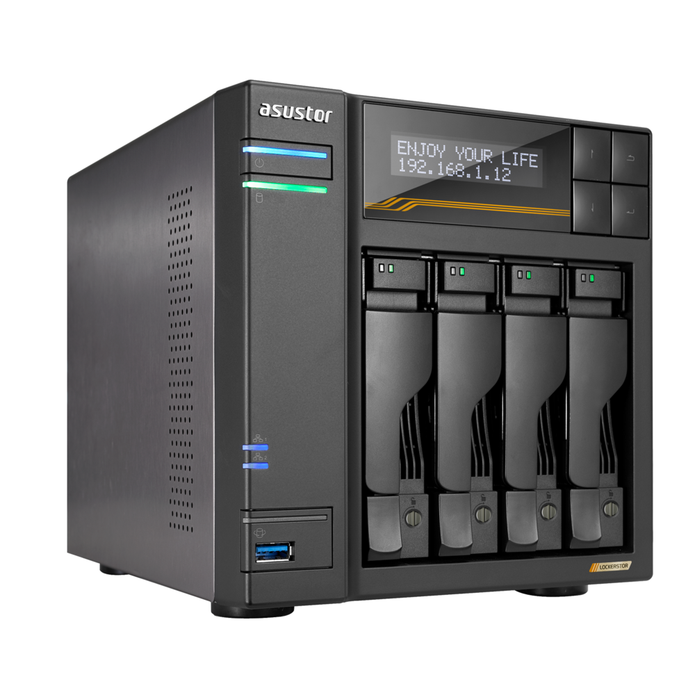 сетевое хранилище ASUSTOR AS6804T 4-Bay NAS/AMD Ryzen V3C14 2,3GHz/16GB DDR5, noHDD(HDD,SSD)/2x5,2х1
