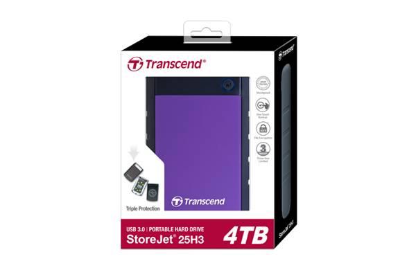 Жесткий диск Transcend USB3.0 4TB TS4TSJ25H3P StoreJet 25H3 (5400rpm) 2.5" фиолетовый