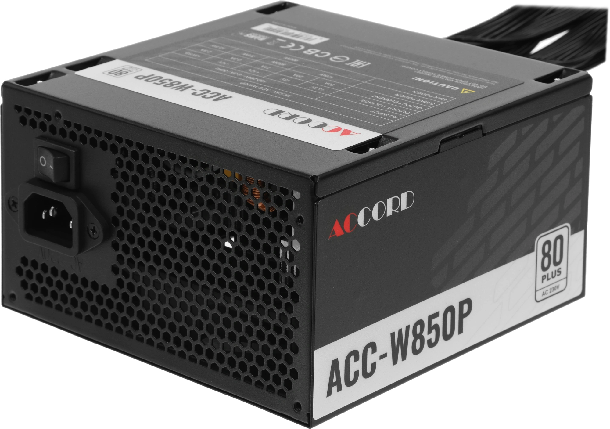 Блок питания Accord ATX 850W ACC-W850P 80+ white (20+4pin) 120mm fan 6xSATA RTL