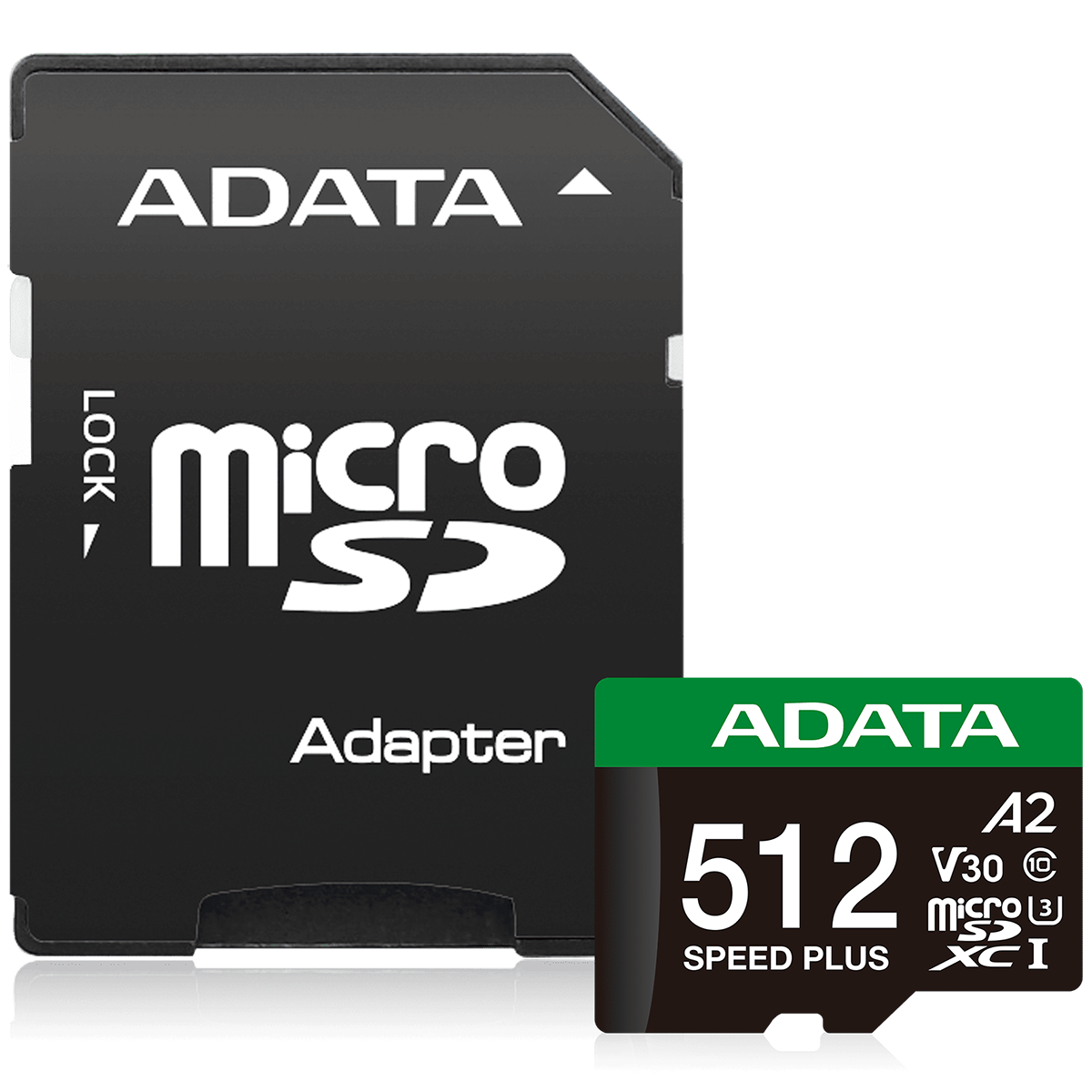 Флеш карта microSD 512GB A-DATA Speed Plus microSDXC Class 10 UHS-I U3 V30S A2 180/160 MB/s (SD адап
