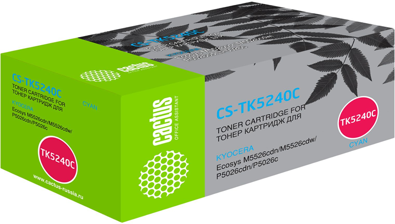 Картридж лазерный Cactus CS-TK5240C TK-5240C голубой (3000стр.) для Kyocera Ecosys M5526cdn/M5526cdw