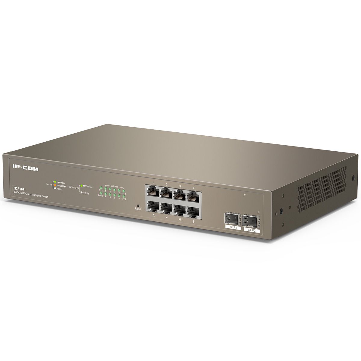 Коммутатор IP-Com G3310F (L2) 8x1Гбит/с 2xКомбо(1000BASE-T/SFP) 2SFP управляемый