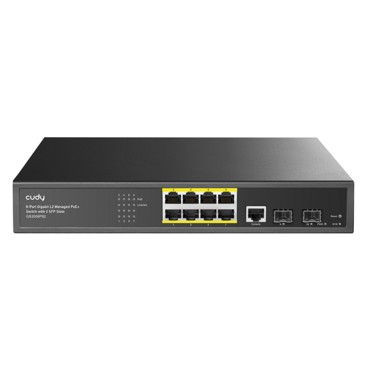 Коммутатор Cudy GS2008PS2 (L2) 8x1Гбит/с 2SFP 8PoE+ 120W управляемый