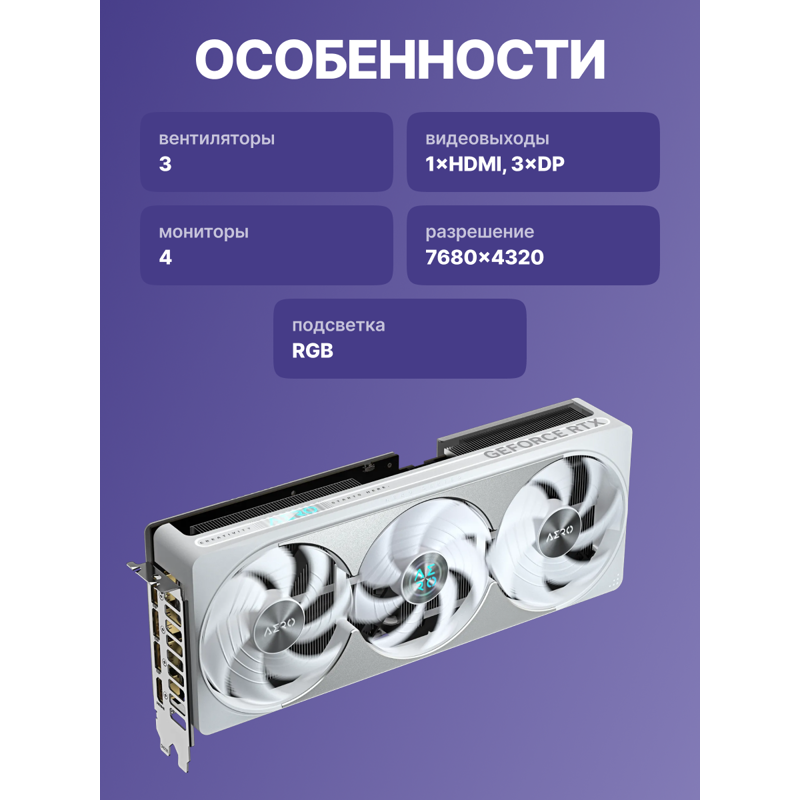 Видеокарта Gigabyte PCI-E 5.0 GV-N5080AERO OC-16GD 1.0 NVIDIA GeForce RTX 5080 16Gb 256bit GDDR7 273