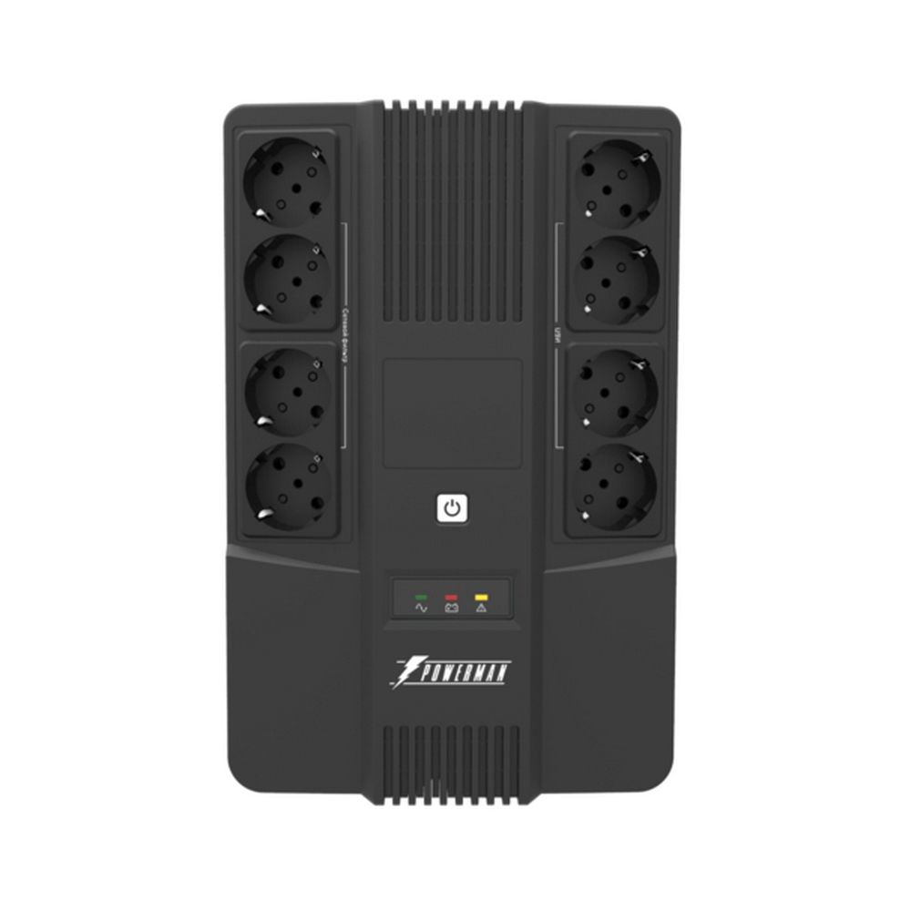 ИБП POWERMAN Brick 1000 Мощность 1000 ВА/600 Вт, батареи:  12 В 9 Ач - 1 шт, Розетки Shuko - 8 шт. З