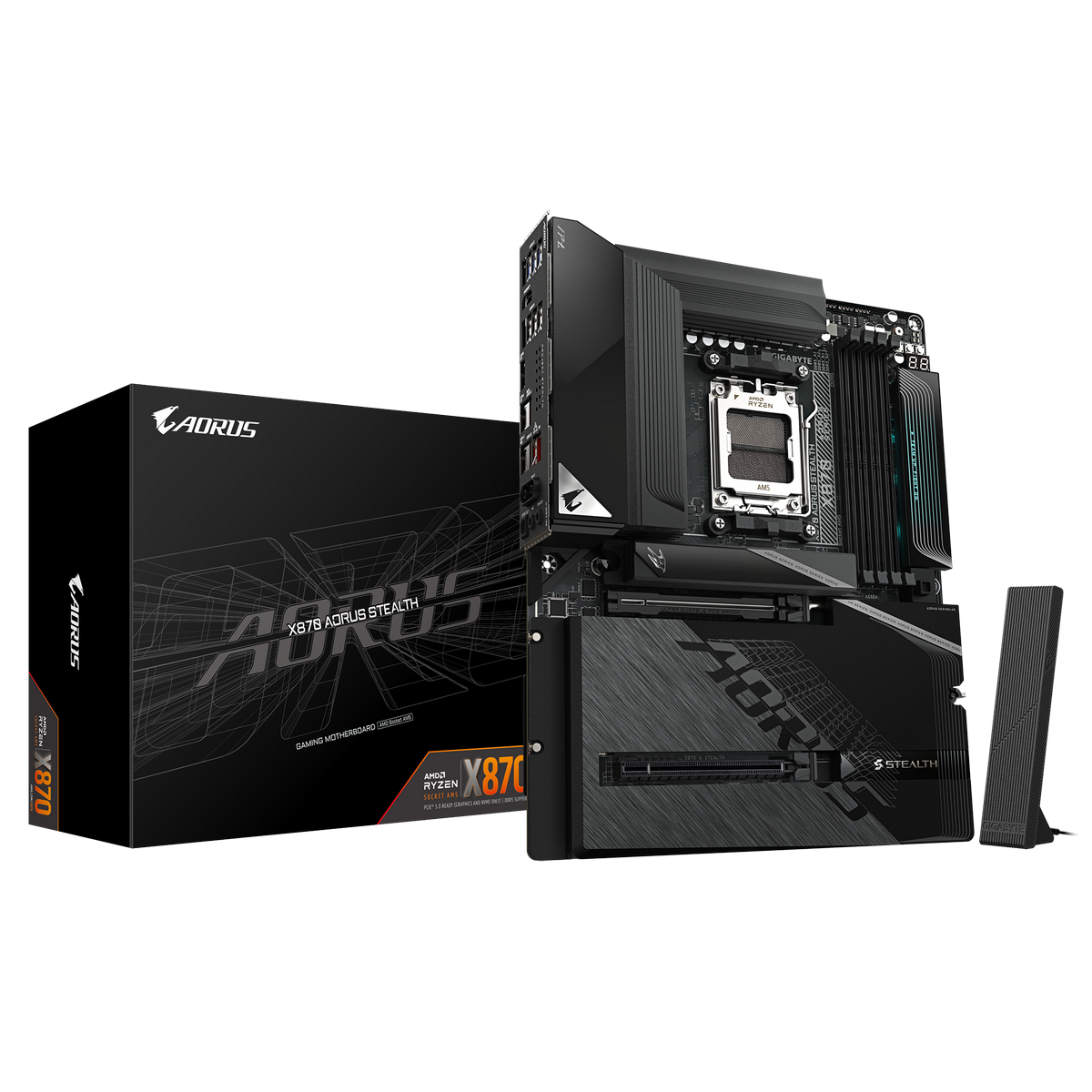 Материнская плата GIGABYTE Socket AM5, AMD X870, 4xDDR5, PCI-E 5.0, 4xM.2, HDMI, Wi-Fi+Bluetooth, AT