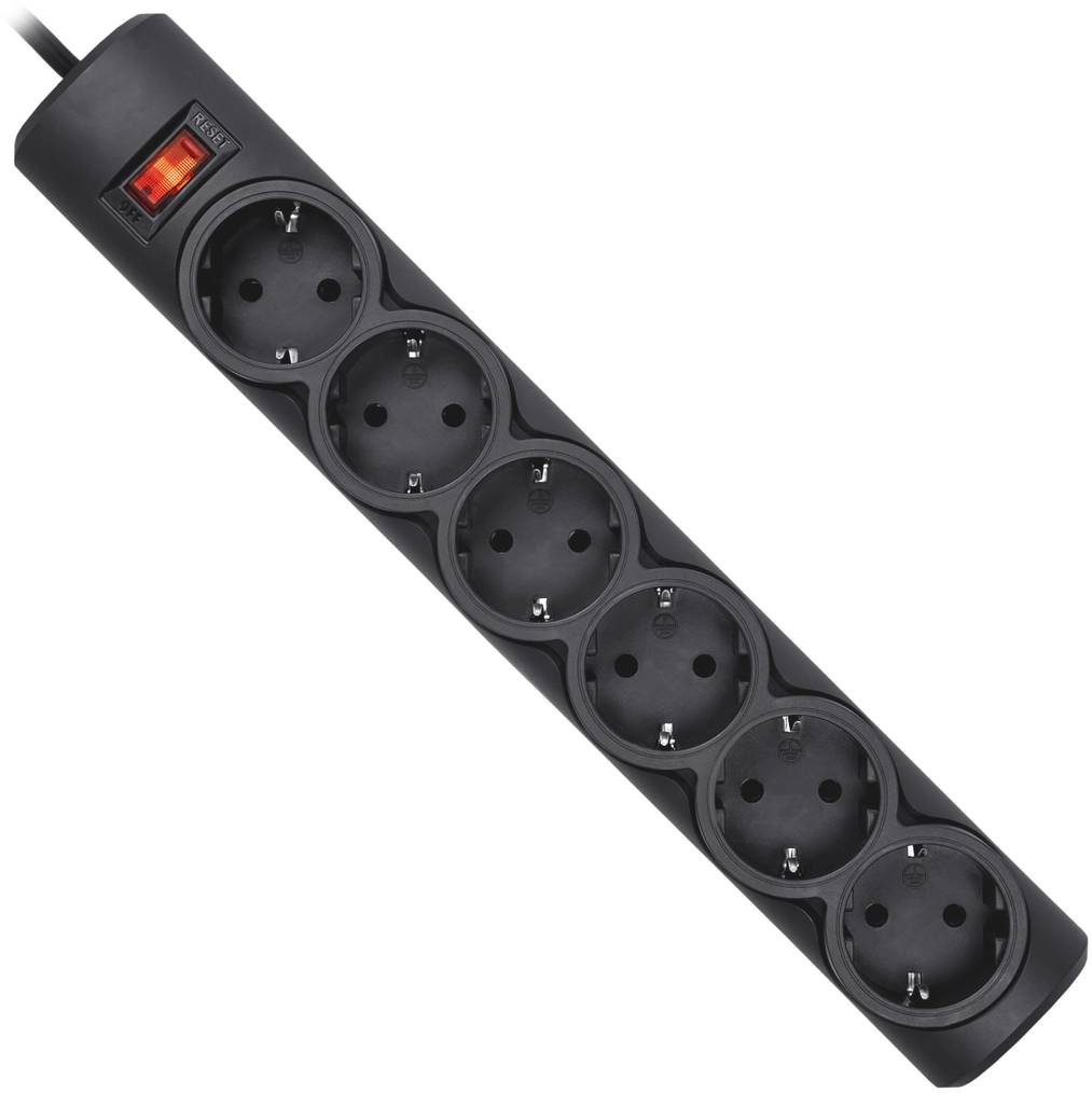 Сетевой фильтр Defender DFS 151 1,8 м, черный, 6 розеток/ Surge Protector Defender DFS 151 1,8m, bla
