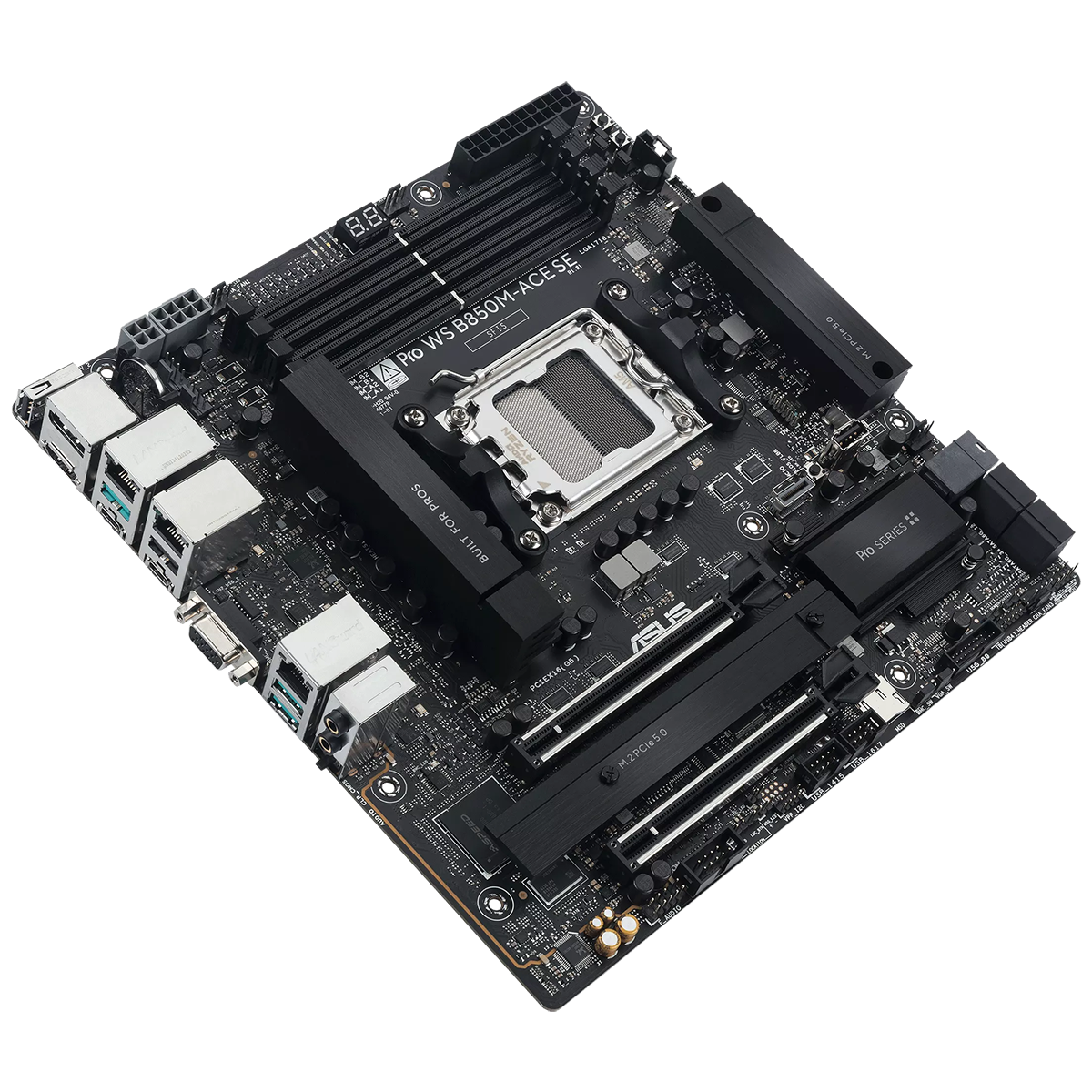 материнская плата ASUS PRO WS B850M-ACE SE, B850, AM5, 4*DDR5, 4*SATA, 2*M.2, 1*USB 3.2, 6*USB 2.0, 