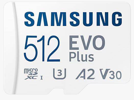 Флеш карта microSD 512GB SAMSUNG EVO PLUS microSDXC Class 10, UHS-I, A2 V30 U3  (SD адаптер) 160MB/s