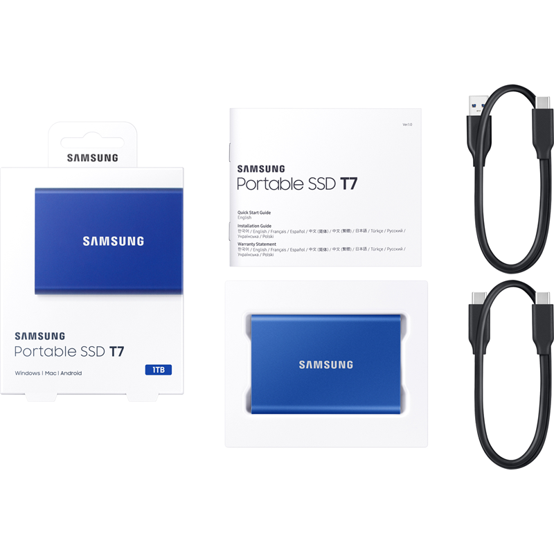 Накопитель SSD Samsung USB-C 1Tb MU-PC1T0H/WW T7 1.8" синий