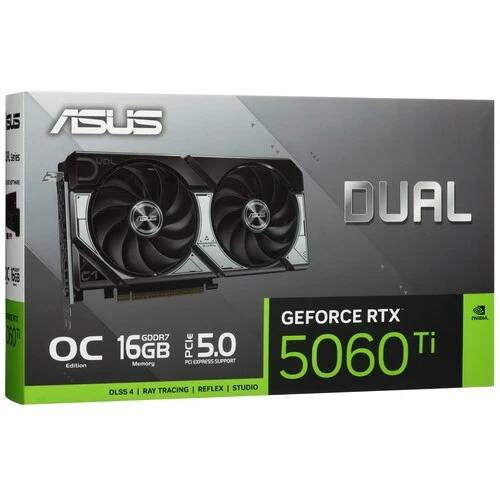 Видеокарта Asus PCI-E 5.0 DUAL-RTX5060TI-O16G NVIDIA GeForce RTX 5060TI 16Gb 128bit GDDR7 2602/28000