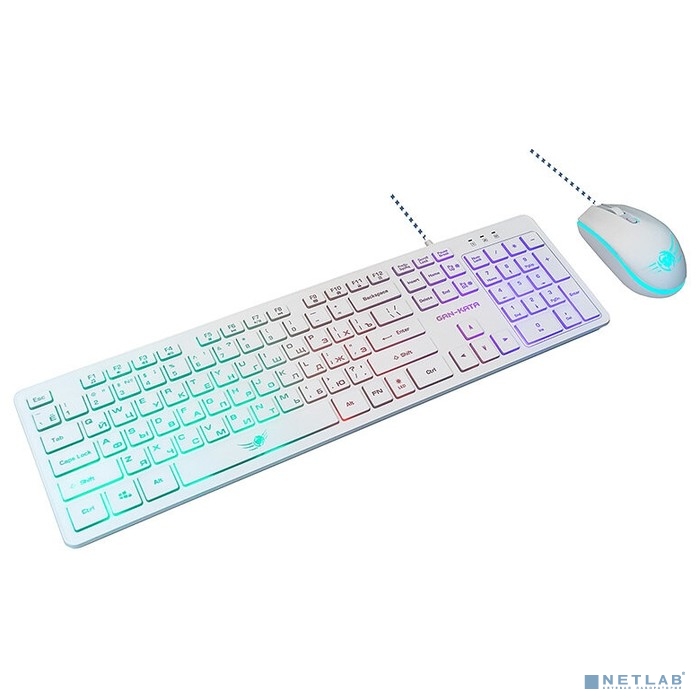 Dialog Проводной игровой набор KMGK-1707U WHITE Gan-Kata - клавиатура + опт. мышь с RGB подсветкой