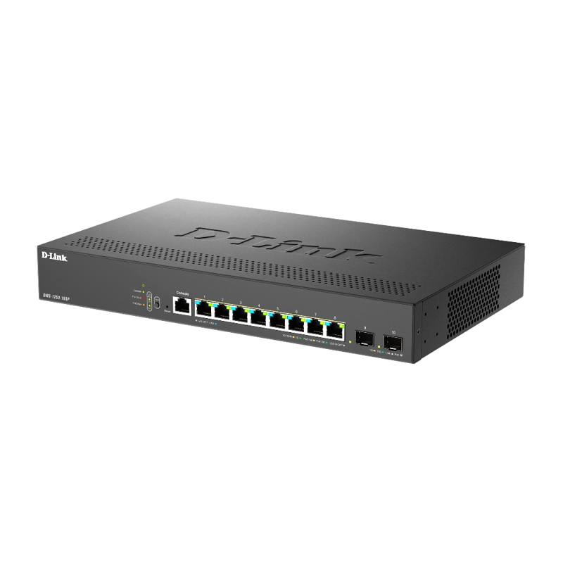 Коммутатор D-Link Управляемый L2 PoE-коммутатор, 8x2.5GBase-T PoE, 2x10GBase-X SFP+, PoE-бюджет 240 