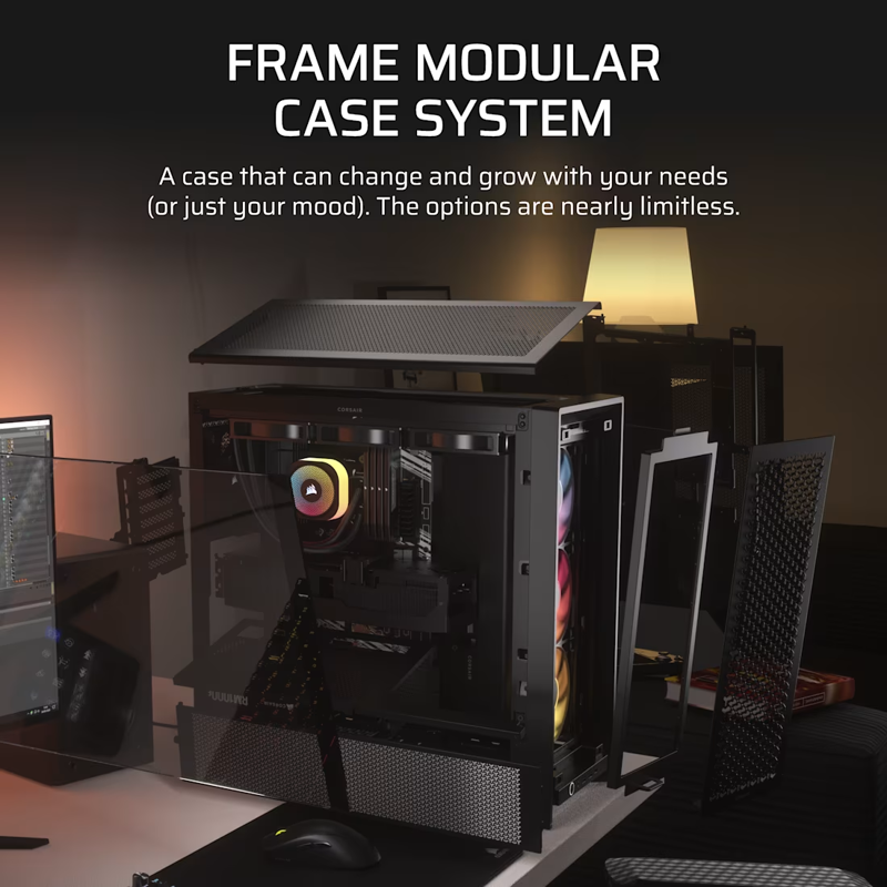 Корпус Corsair Frame 4000D RS ARGB, Midi-Tower, TG, 3x120mm ARGB, 2xUSB-A 3.2, 1xUSB 3.2 Type-C, E-A