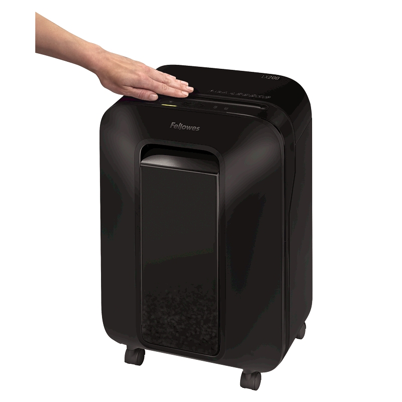 Шредер Fellowes PowerShred LX200 черный (секр.P-4) фрагменты 12лист. 22лтр. скрепки скобы пл.карты