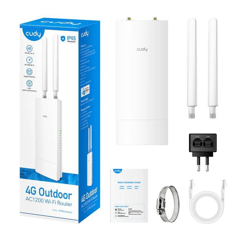 Роутер беспроводной Cudy LT700 OUTDOOR AC1200 10/100/1000BASE-TX/4G cat.6 белый
