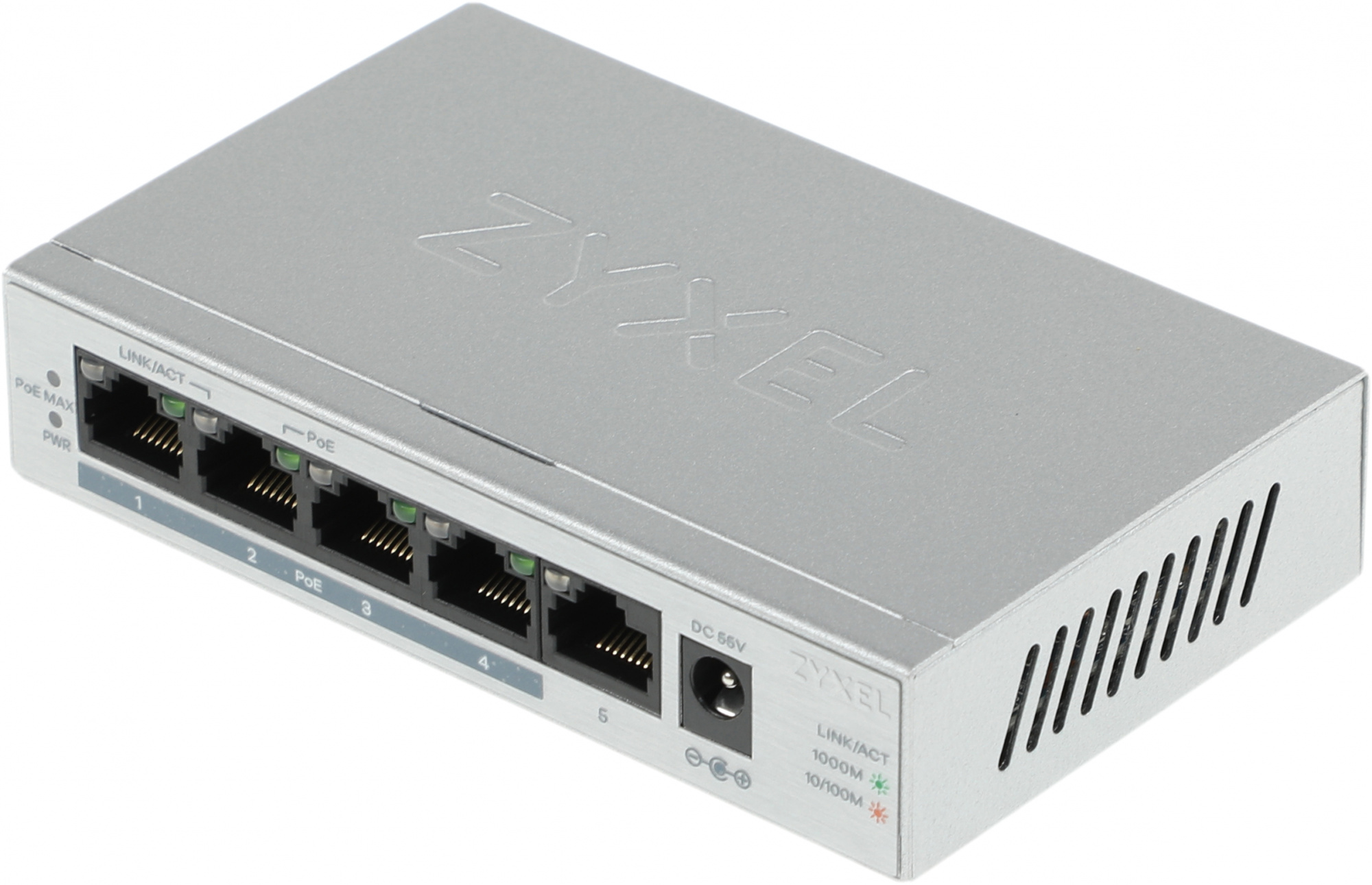 Коммутатор Zyxel GS1005HP-EU0101F (L2) 5x1Гбит/с 4PoE+ 60W неуправляемый